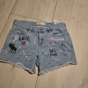 Abercrombie Kids Blue Graphic Jean Shorts
